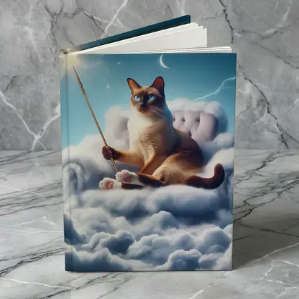 Siamese Cat Wizard Star Wand Clouds