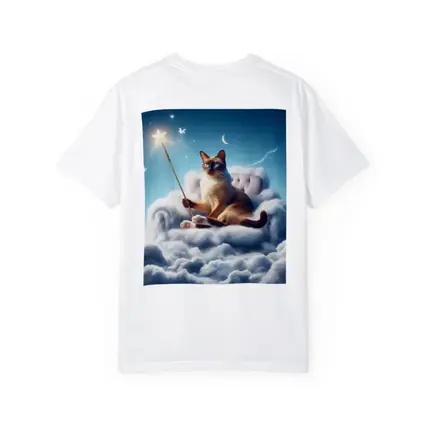 Siamese Cat Wizard Star Wand Clouds
