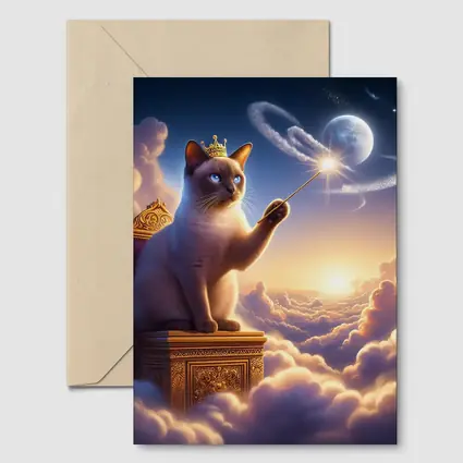 Siamese Cat King Magic Wand Clouds