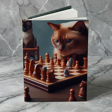 Siamese Cats Playing Chess Focused Game