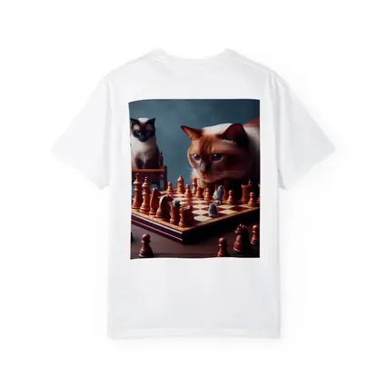 Siamese Cats Playing Chess Focused Game