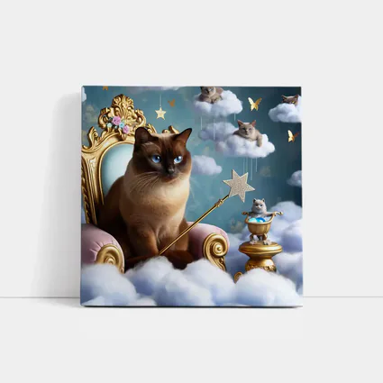 Siamese Cat Royal Throne Fantasy Cloud Scene