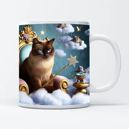 Siamese Cat Royal Throne Fantasy Cloud Scene