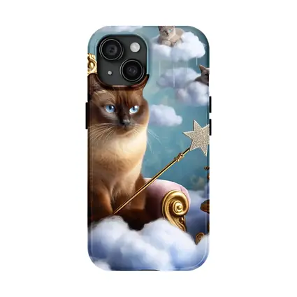 Siamese Cat Royal Throne Fantasy Cloud Scene