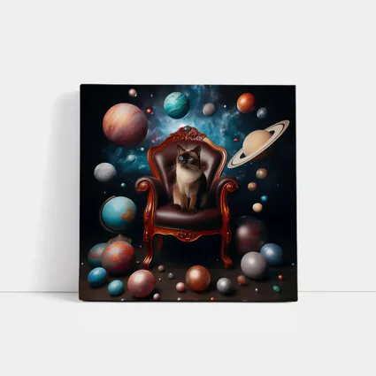 Siamese Cat Throne Cosmic Space Planets
