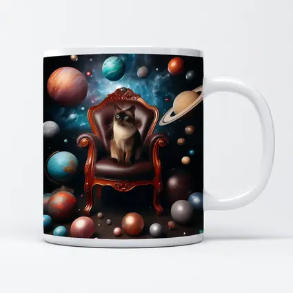Siamese Cat Throne Cosmic Space Planets