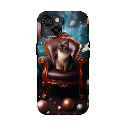 Siamese Cat Throne Cosmic Space Planets