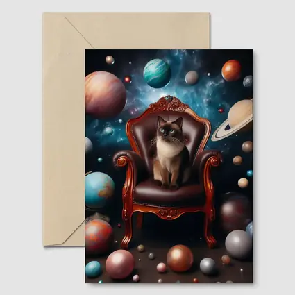 Siamese Cat Throne Cosmic Space Planets