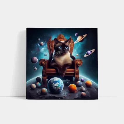 Siamese Cat Throne Space Planets Fantasy