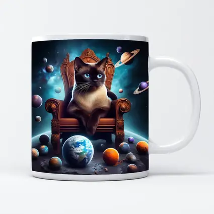 Siamese Cat Throne Space Planets Fantasy