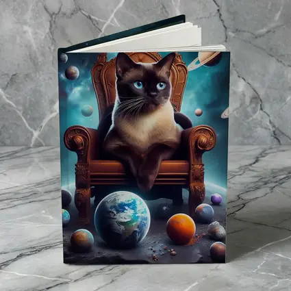 Siamese Cat Throne Space Planets Fantasy