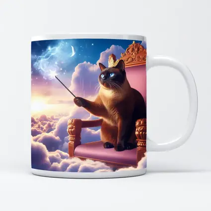 Siamese Cat King Throne Clouds Fantasy