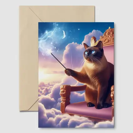 Siamese Cat King Throne Clouds Fantasy