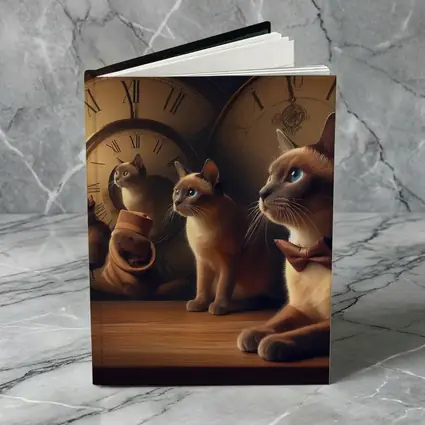 Siamese Cats With Vintage Clocks Background