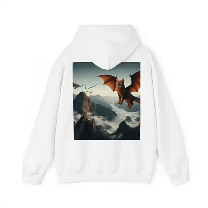 Flying Cat Dragon Over Misty Mountains