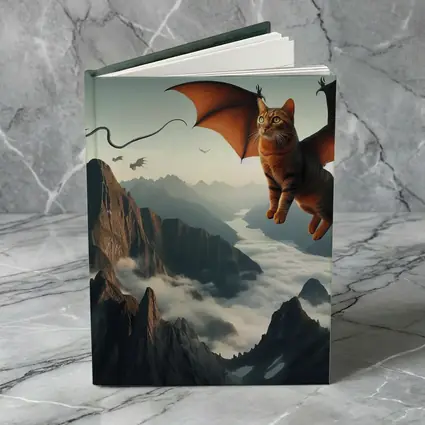Flying Cat Dragon Over Misty Mountains
