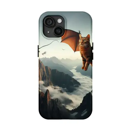Flying Cat Dragon Over Misty Mountains