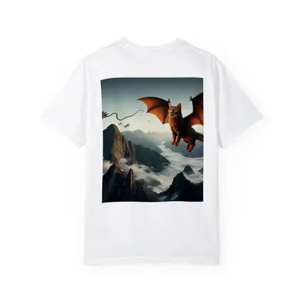 Flying Cat Dragon Over Misty Mountains