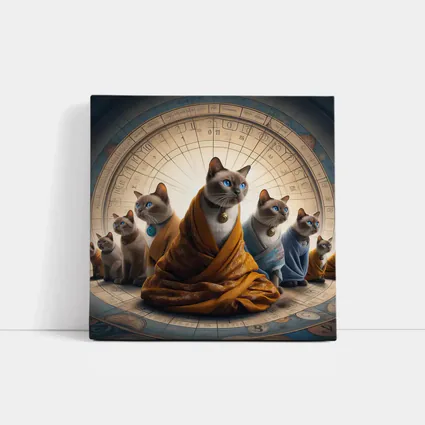 Siamese Cats Robed Zodiac Wheel Background