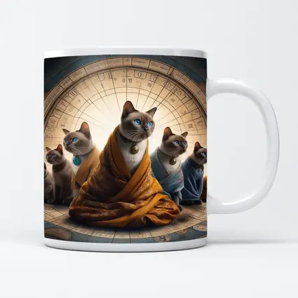 Siamese Cats Robed Zodiac Wheel Background