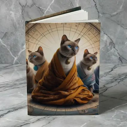 Siamese Cats Robed Zodiac Wheel Background