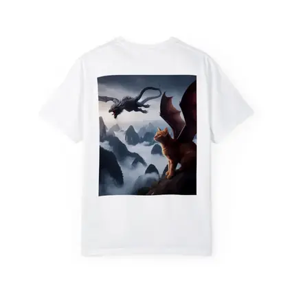 Orange Cat Dragon Wings Misty Mountain Fantasy