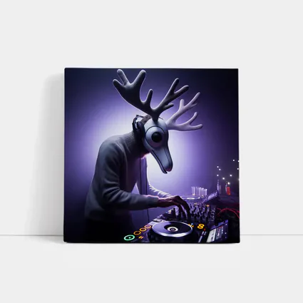 Deer DJ Spinning Tracks Purple Club Night