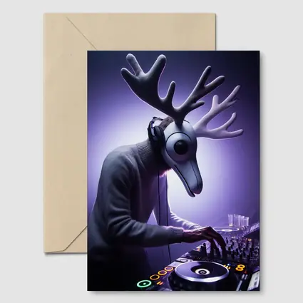 Deer DJ Spinning Tracks Purple Club Night