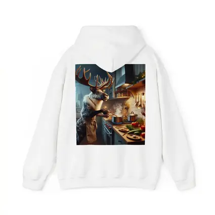 Reindeer Chef Cooking in Cozy Kitchen