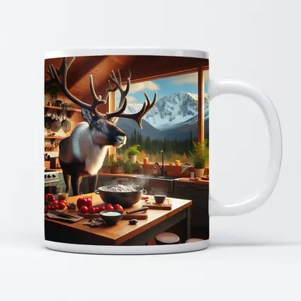 Caribou Cooking in Mountain Cabin Kitchen
