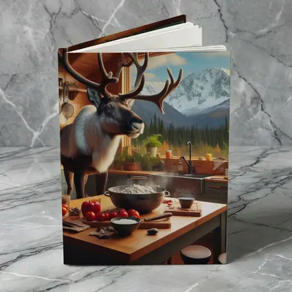 Caribou Cooking in Mountain Cabin Kitchen
