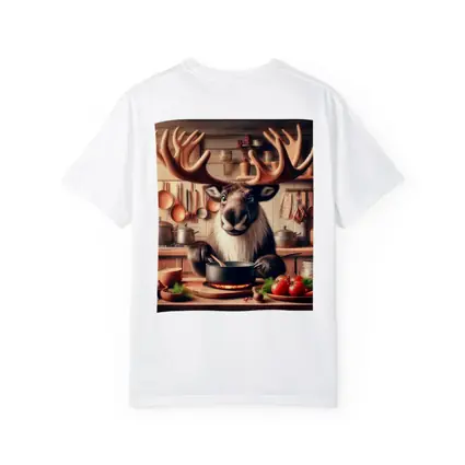 Moose Chef Cooking in Rustic Kitchen