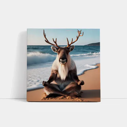 Reindeer Meditating on Sunny Beach