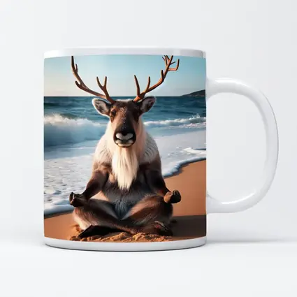 Reindeer Meditating on Sunny Beach