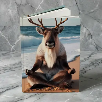 Reindeer Meditating on Sunny Beach