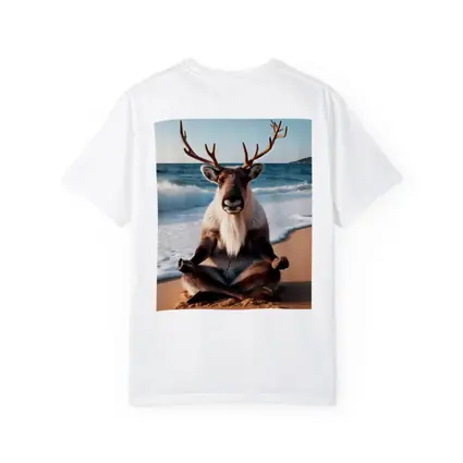 Reindeer Meditating on Sunny Beach