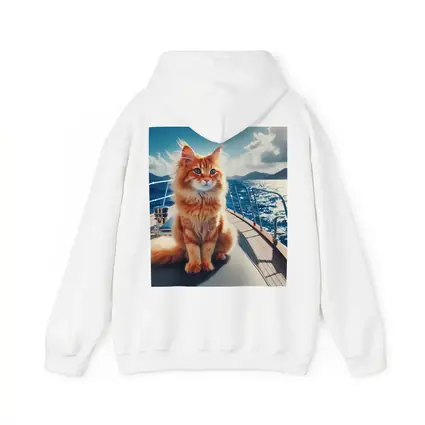 Orange Maine Coon Cat On Sailing Yacht