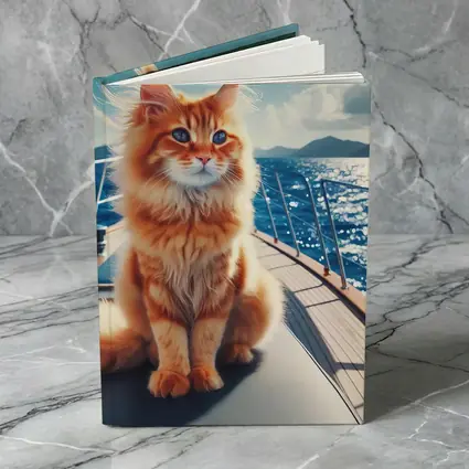 Orange Maine Coon Cat On Sailing Yacht
