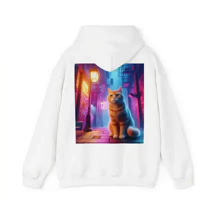 Orange Tabby Cat Neon City Alley