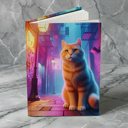 Orange Tabby Cat Neon City Alley