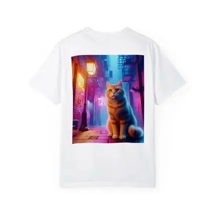 Orange Tabby Cat Neon City Alley