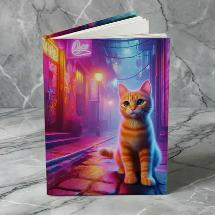 Orange Tabby Cat Neon Alley Cyberpunk