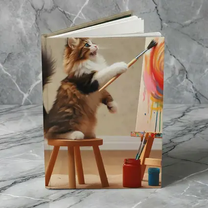 Fluffy Cat Painting Colorful Canvas Art