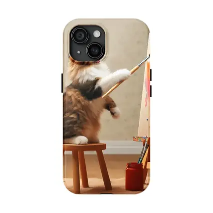 Fluffy Cat Painting Colorful Canvas Art