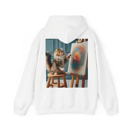 Fluffy Cat Painting on Easel Art