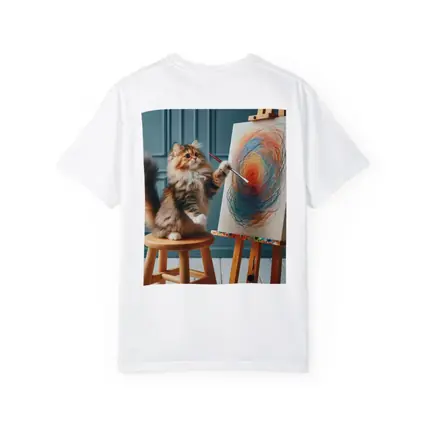 Fluffy Cat Painting on Easel Art