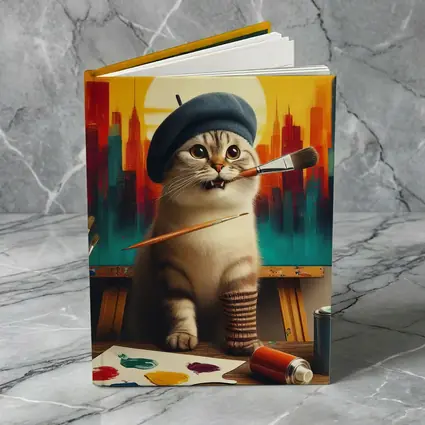 Scottish Fold Cat Artist Painting City