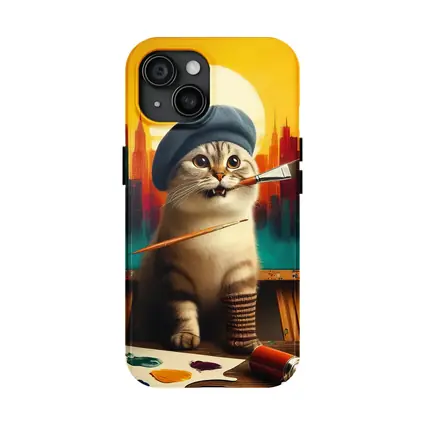 Scottish Fold Cat Artist Painting City