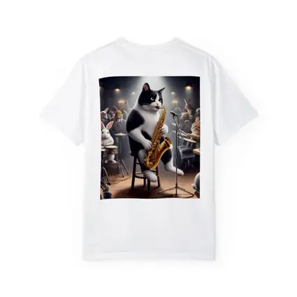 Tuxedo Cat Playing Saxophone Jazz Concert