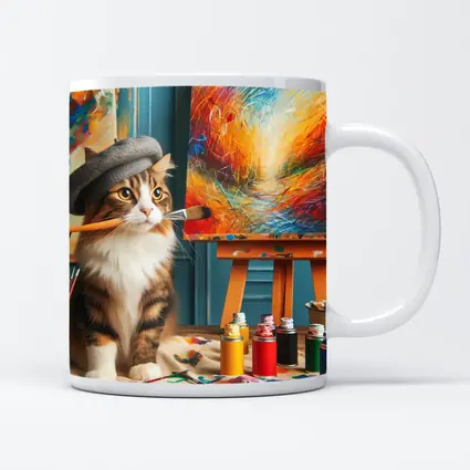 Tabby Cat Artist Beret Painting Studio